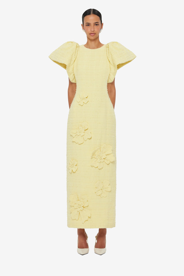 Lucinda Tweed Petal Maxi Dress - Sorbet Yellow