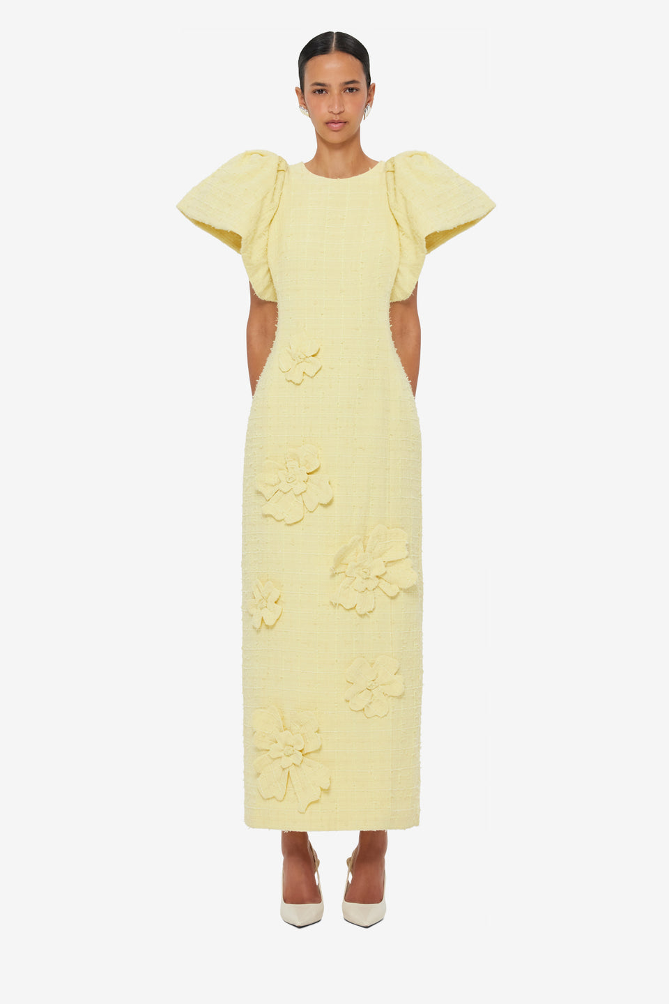 Lucinda Tweed Petal Maxi Dress - Sorbet Yellow