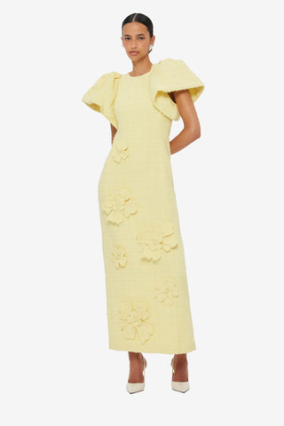 Lucinda Tweed Petal Maxi Dress - Sorbet Yellow