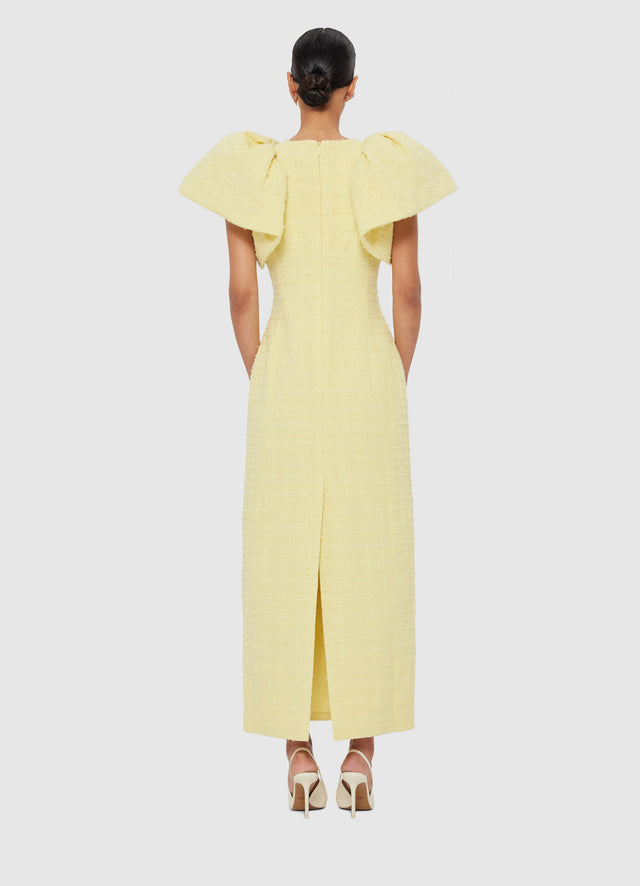 Exclusive LEO LIN Lucinda Tweed Petal Maxi Dress - Sorbet Yellow