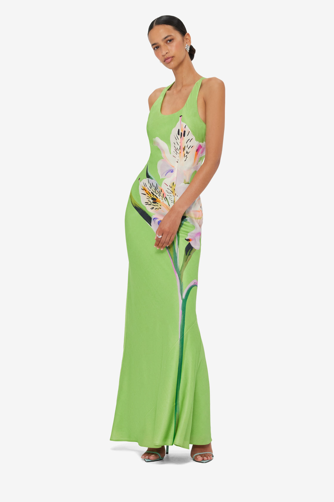 Helena Maxi Dress - Lily Print in Parakeet
