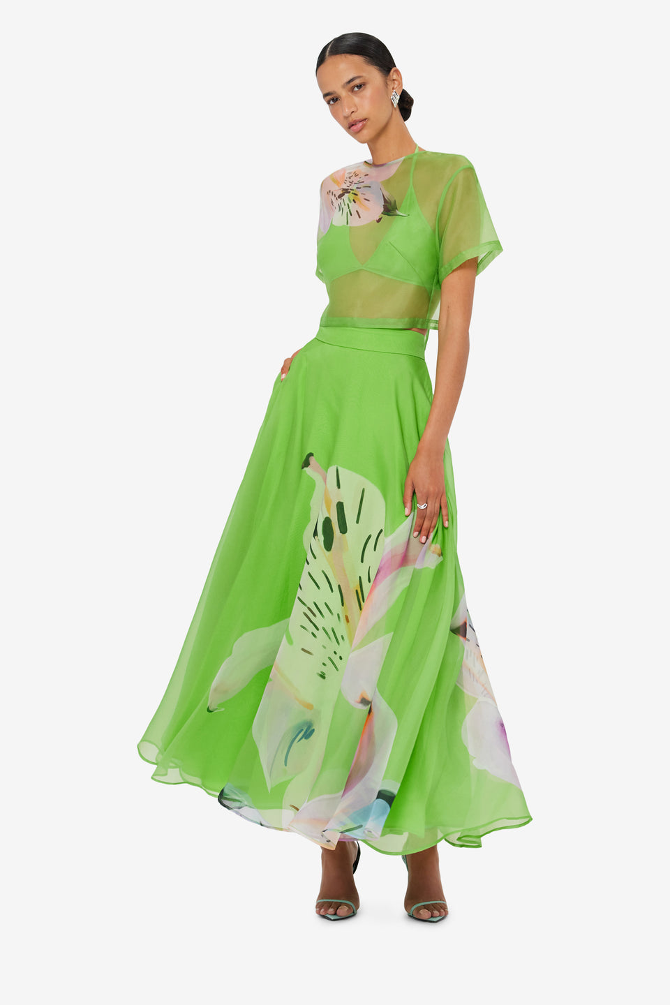 Indie Sleeve Top - Lily Print in Parakeet