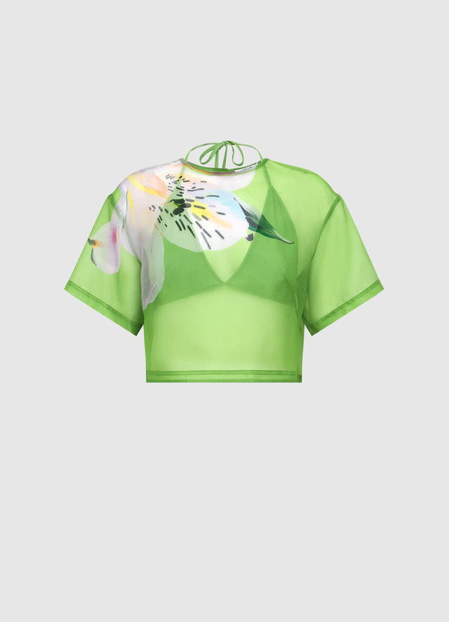 Exclusive LEO LIN Indie Sleeve Top - Lily Print in Parakeet