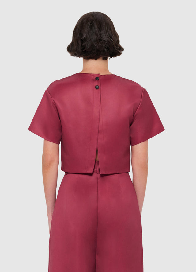Exclusive LEO LIN Indie Sleeve Top - Lily Print in Burgundy