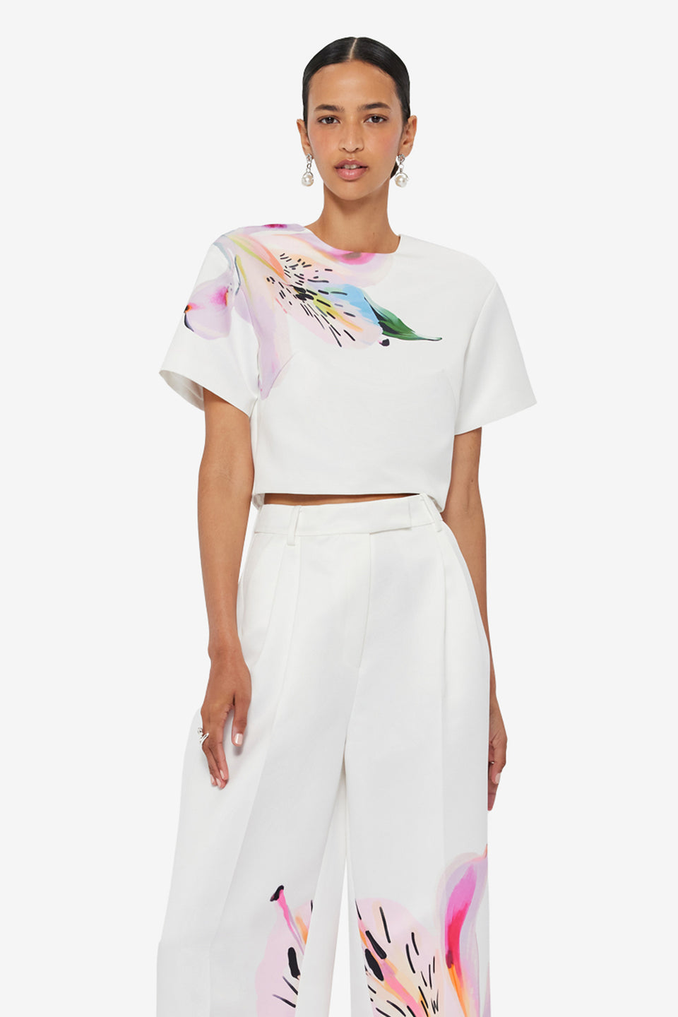 Indie Sleeve Top - Lily Print in Snow