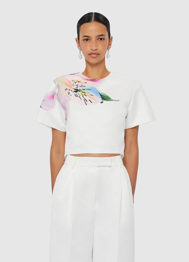 Exclusive LEO LIN Indie Sleeve Top - Lily Print in Snow