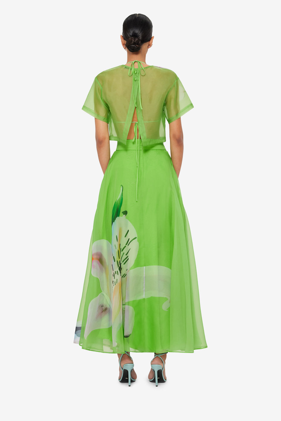 Valeria Maxi Skirt - Lily Print in Parakeet