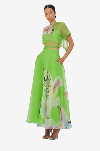 Valeria Maxi Skirt - Lily Print in Parakeet