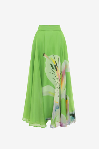 Exclusive LEO LIN Valeria Maxi Skirt - Lily Print in Parakeet