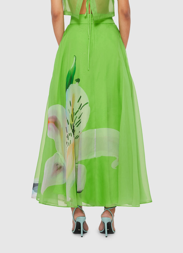 Exclusive LEO LIN Valeria Maxi Skirt - Lily Print in Parakeet