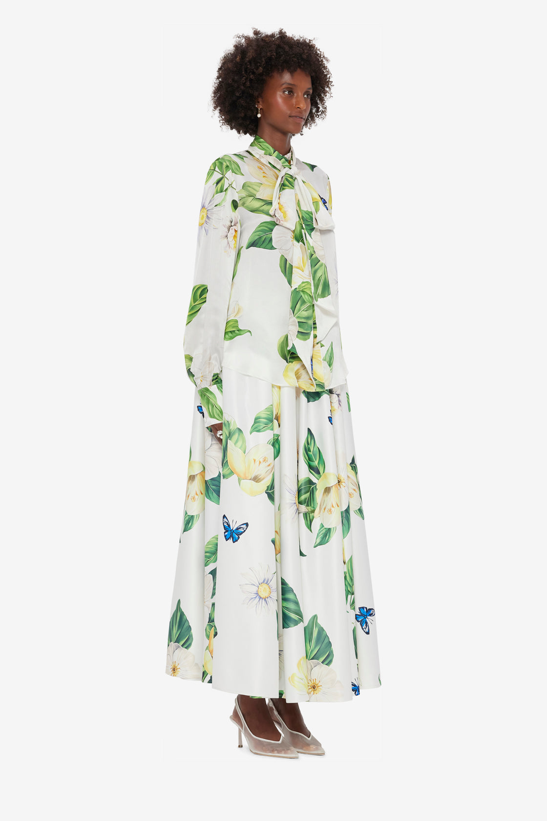 Freya Tie Neck Silk Blouse - Joie Print in Snow