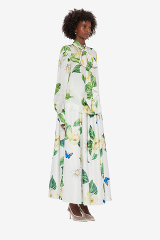 Freya Tie Neck Silk Blouse - Joie Print in Snow