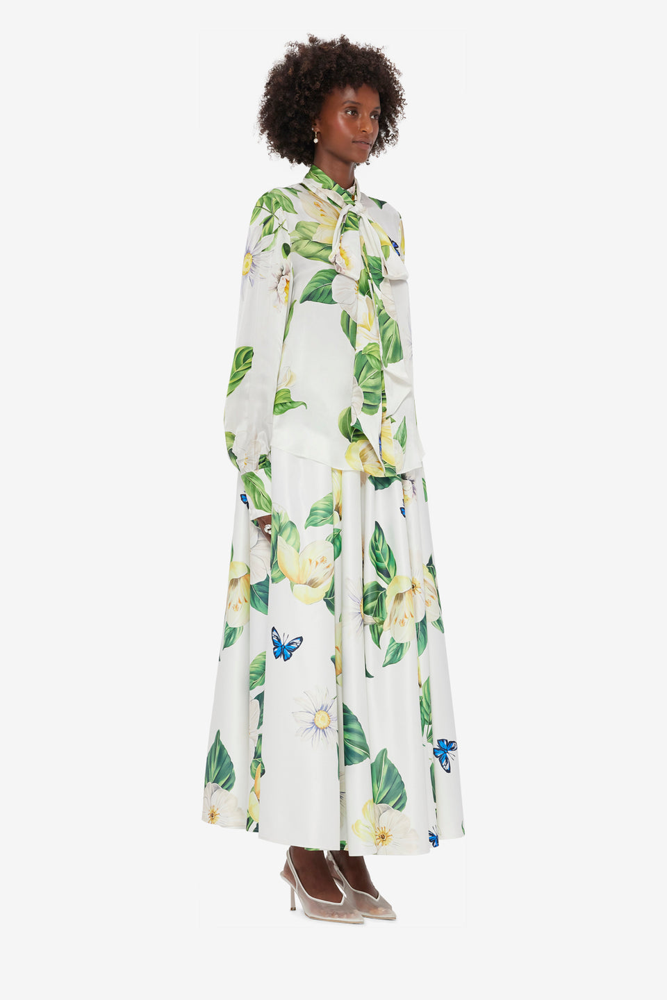 Freya Tie Neck Silk Blouse - Joie Print in Snow