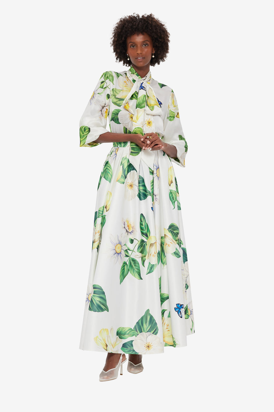 Freya Tie Neck Silk Blouse - Joie Print in Snow