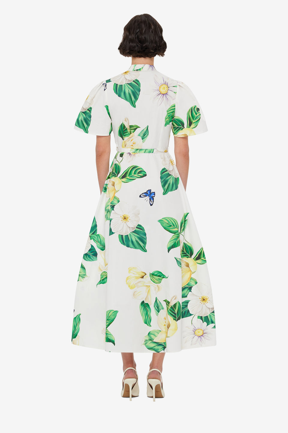 Bianca Short Sleeve Midi Dress - Joie Print in Snow