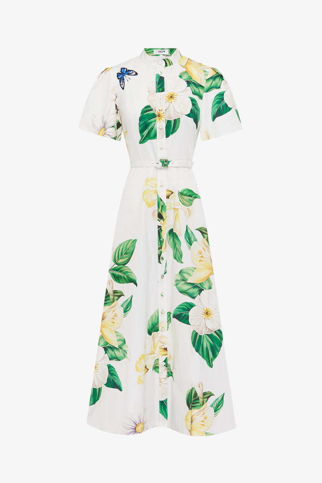 Exclusive LEO LIN Bianca Short Sleeve Midi Dress - Joie Print in Snow