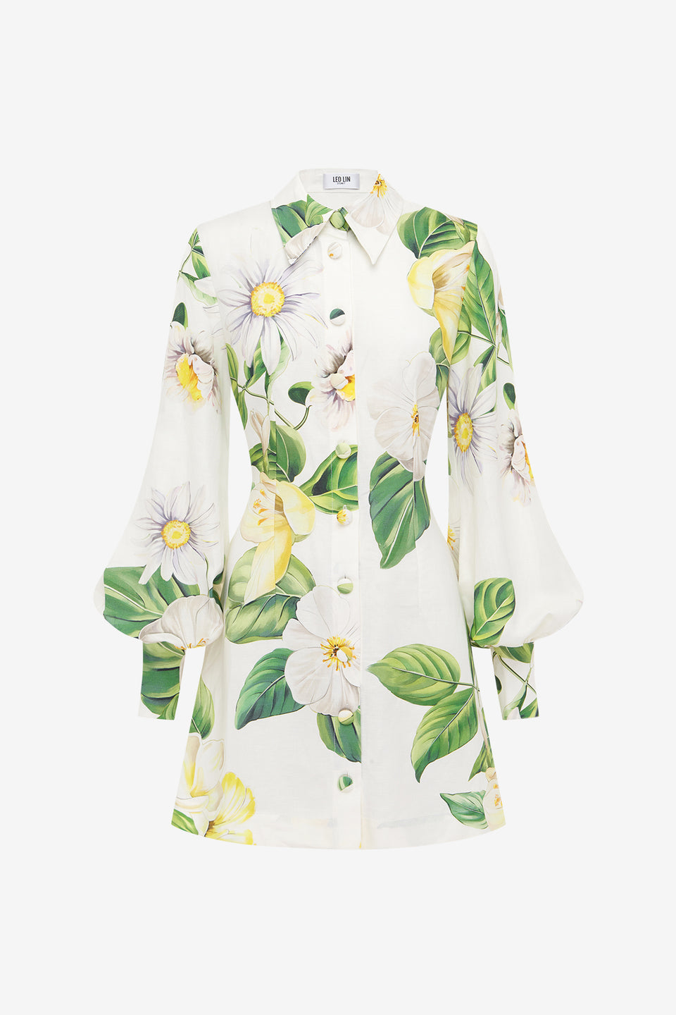 Exclusive LEO LIN Luminous Linen Mini Dress - Joie Print in Snow