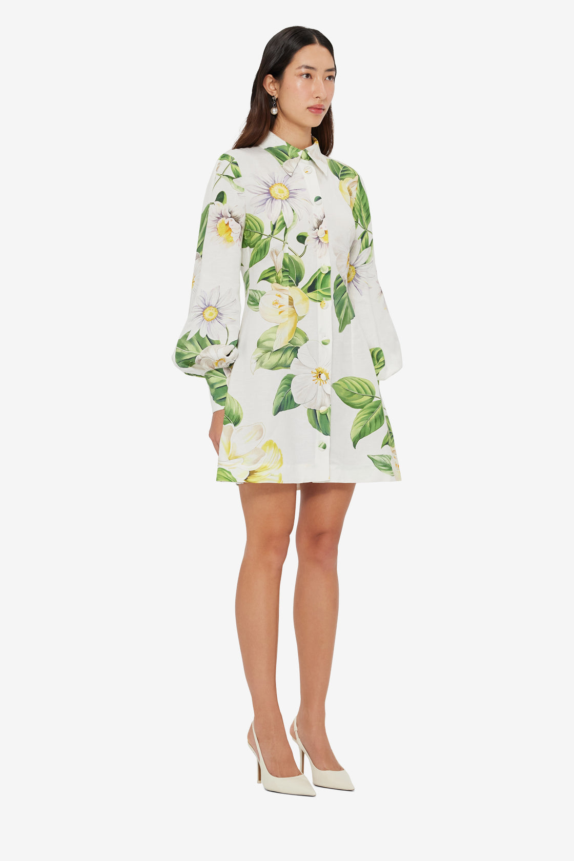 Luminous Linen Mini Dress - Joie Print in Snow