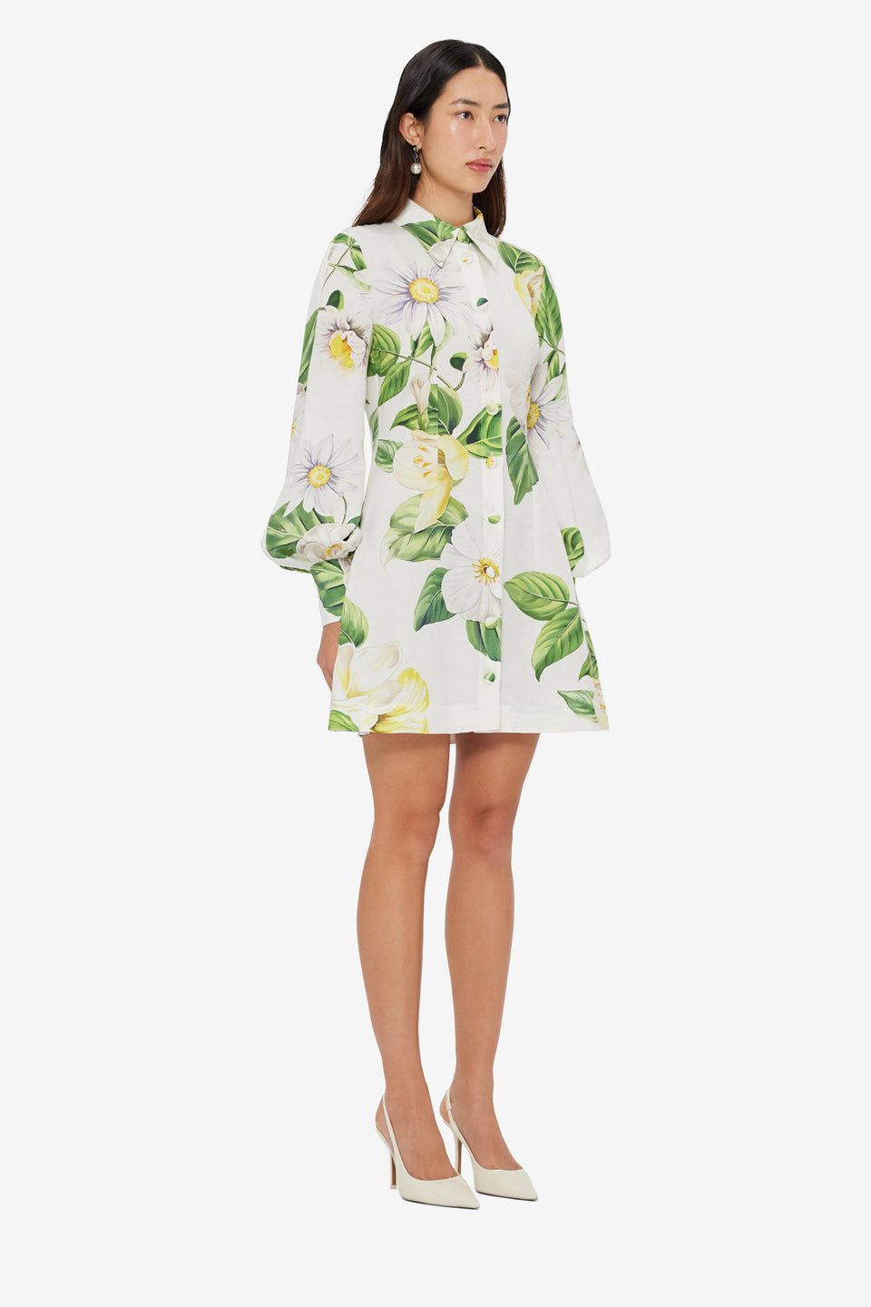 Luminous Linen Mini Dress - Joie Print in Snow