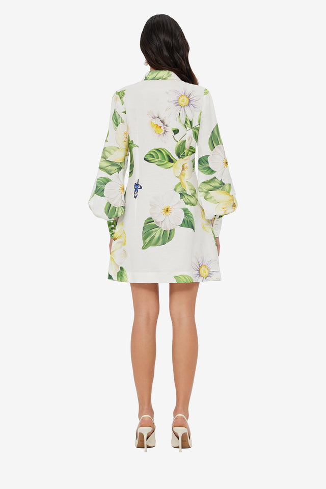 Luminous Linen Mini Dress - Joie Print in Snow