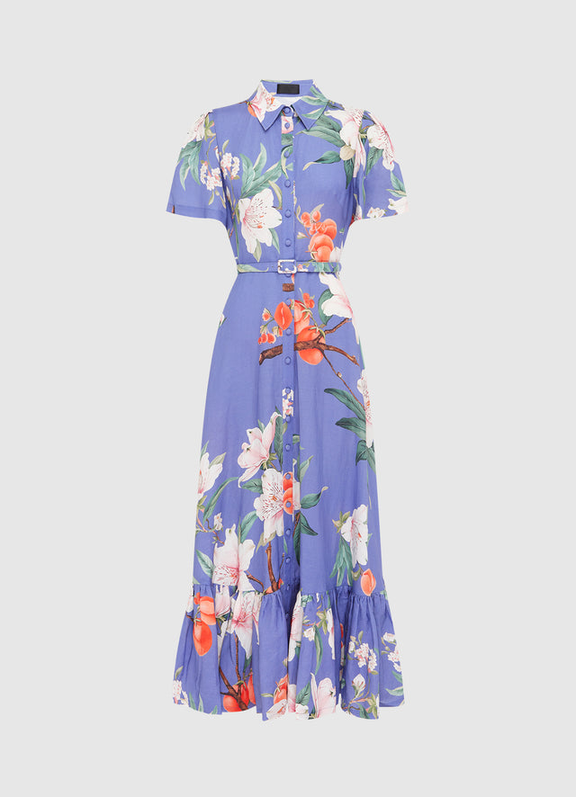 Exclusive LEO LIN Becca Short Sleeve Midi Dress - Lavish Print in Moonlight