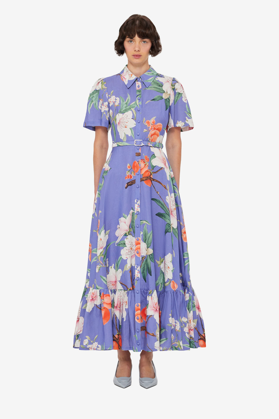 Becca Short Sleeve Midi Dress - Lavish Print in Moonlight