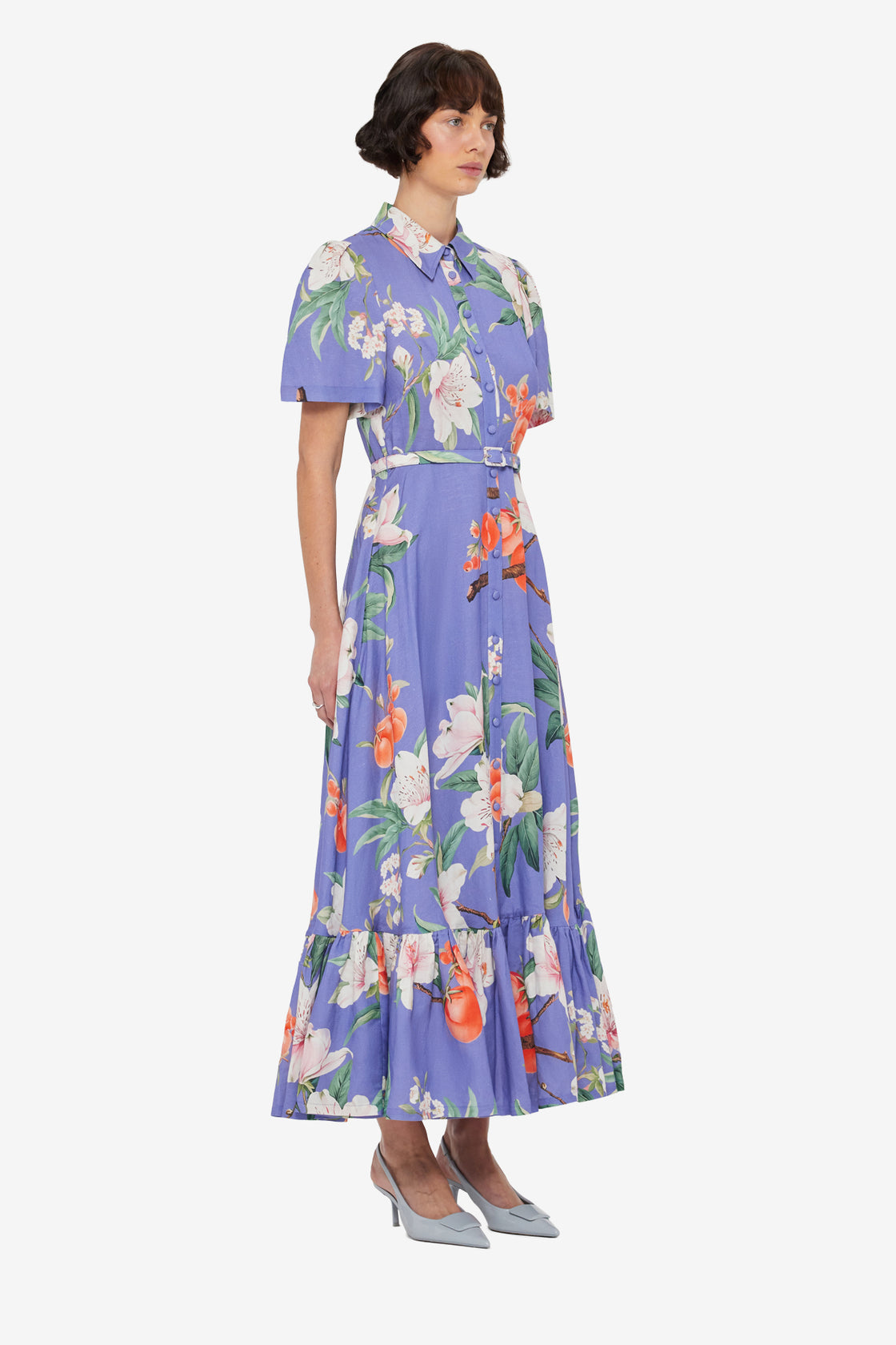 Becca Short Sleeve Midi Dress - Lavish Print in Moonlight