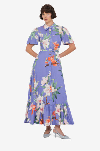 Becca Short Sleeve Midi Dress - Lavish Print in Moonlight
