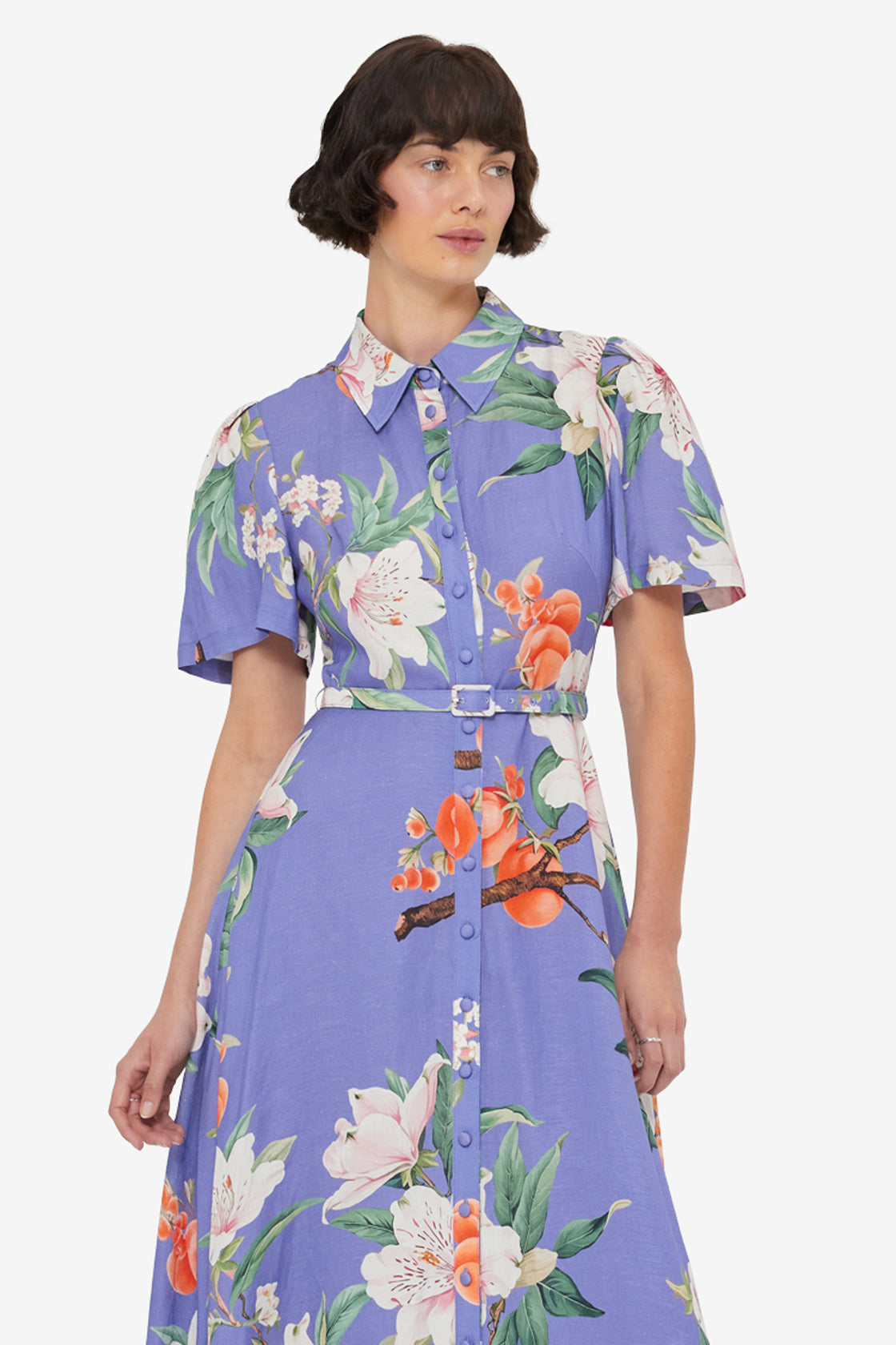 Becca Short Sleeve Midi Dress - Lavish Print in Moonlight