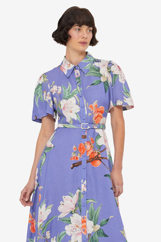 Becca Short Sleeve Midi Dress - Lavish Print in Moonlight
