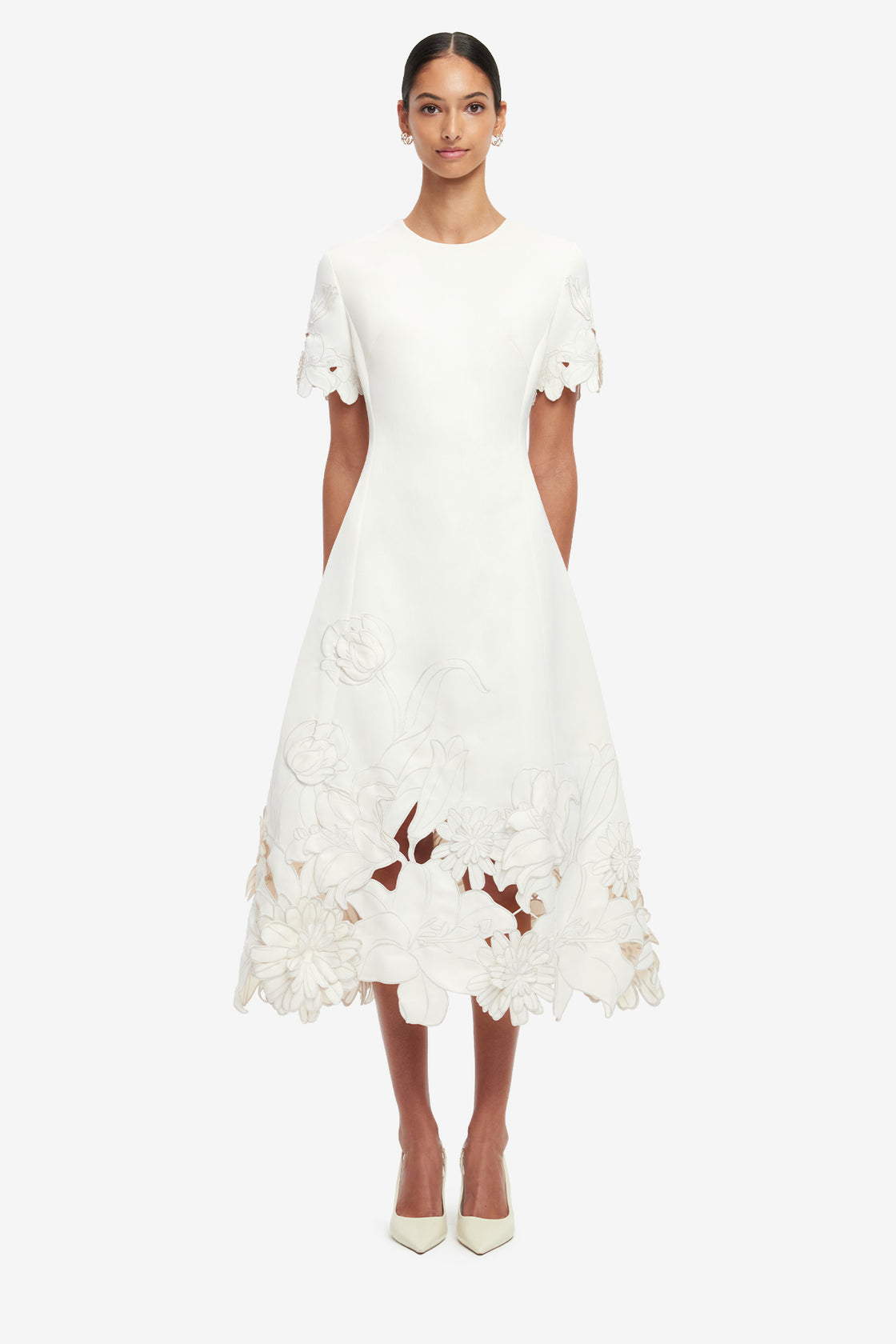 Caroline Applique Short Sleeve Midi Dress Caroline Applique Short Sleeve Midi Dress