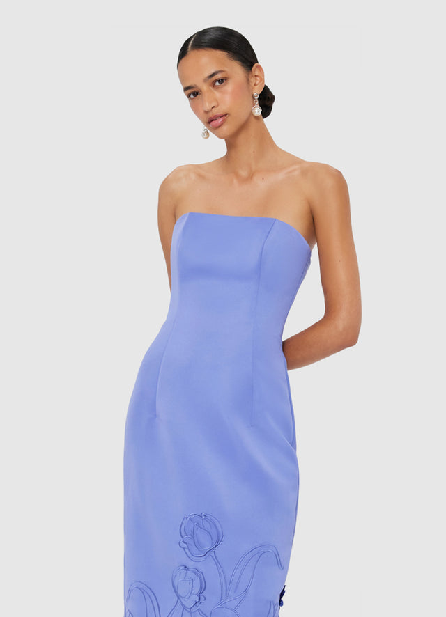 Exclusive LEO LIN Rayna Appliqué Bustier Maxi Dress - Moonlight