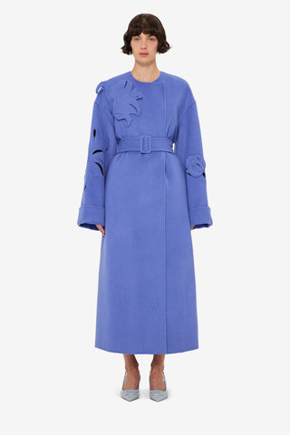 Celestine Appliqué Wool Coat - Moonlight