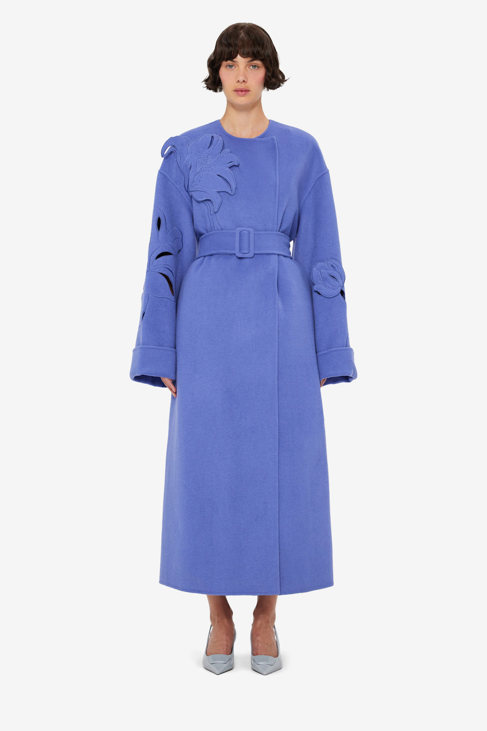 Celestine Appliqué Wool Coat - Moonlight