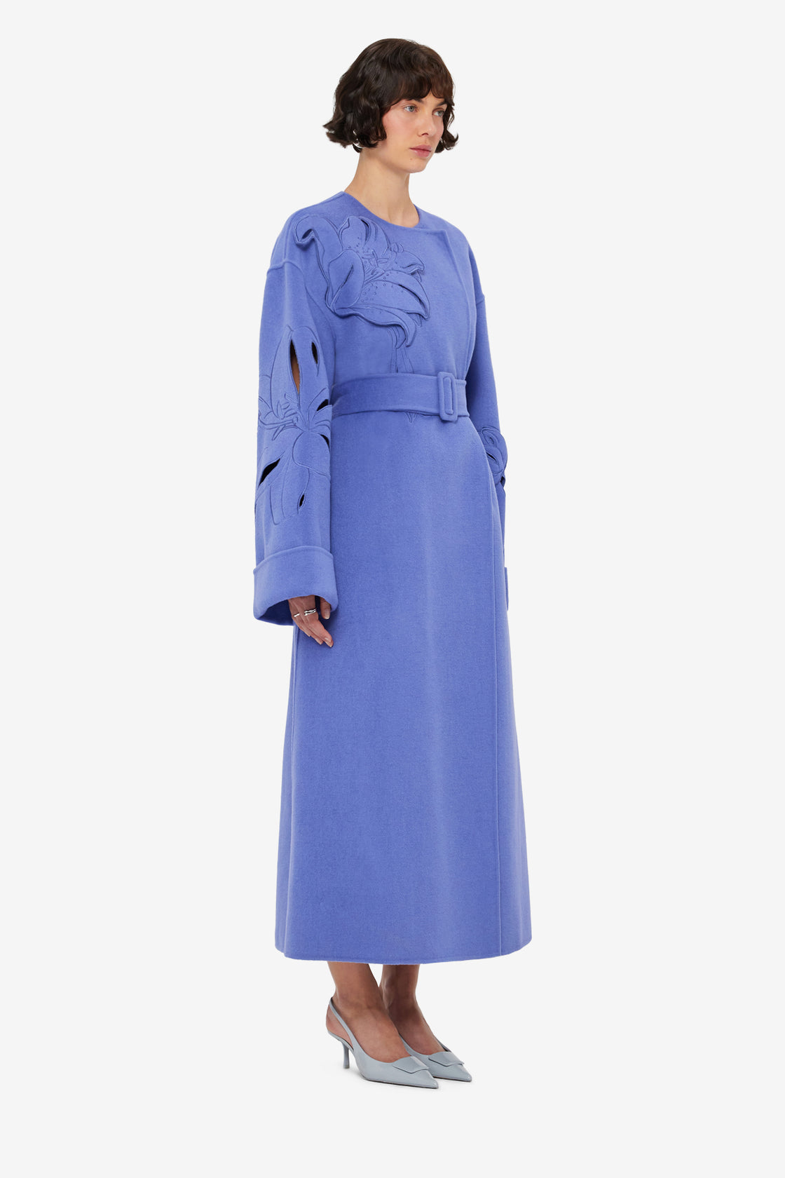Celestine Appliqué Wool Coat - Moonlight