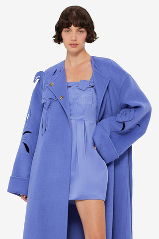 Celestine Appliqué Wool Coat - Moonlight