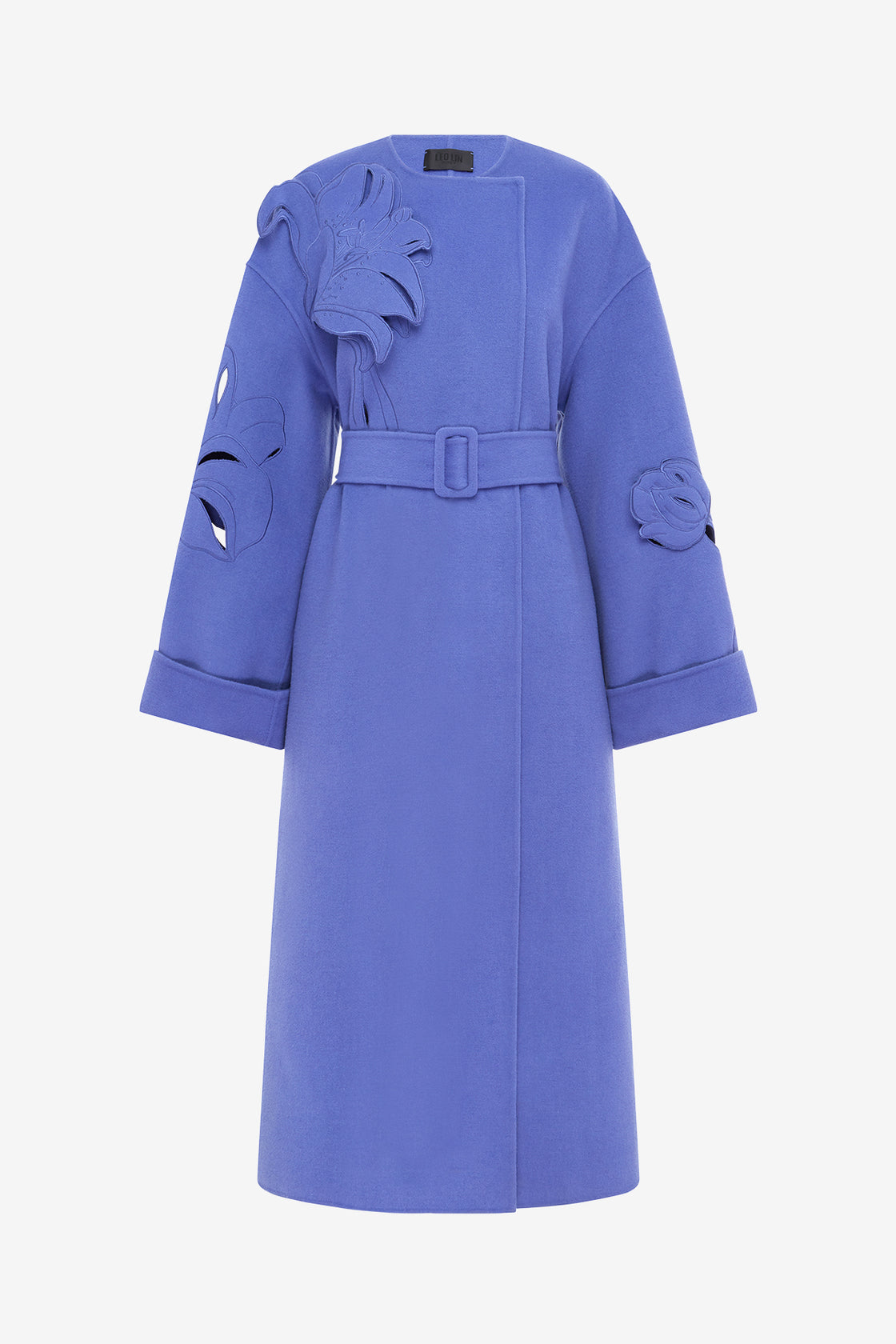Exclusive LEO LIN Celestine Appliqué Wool Coat - Moonlight