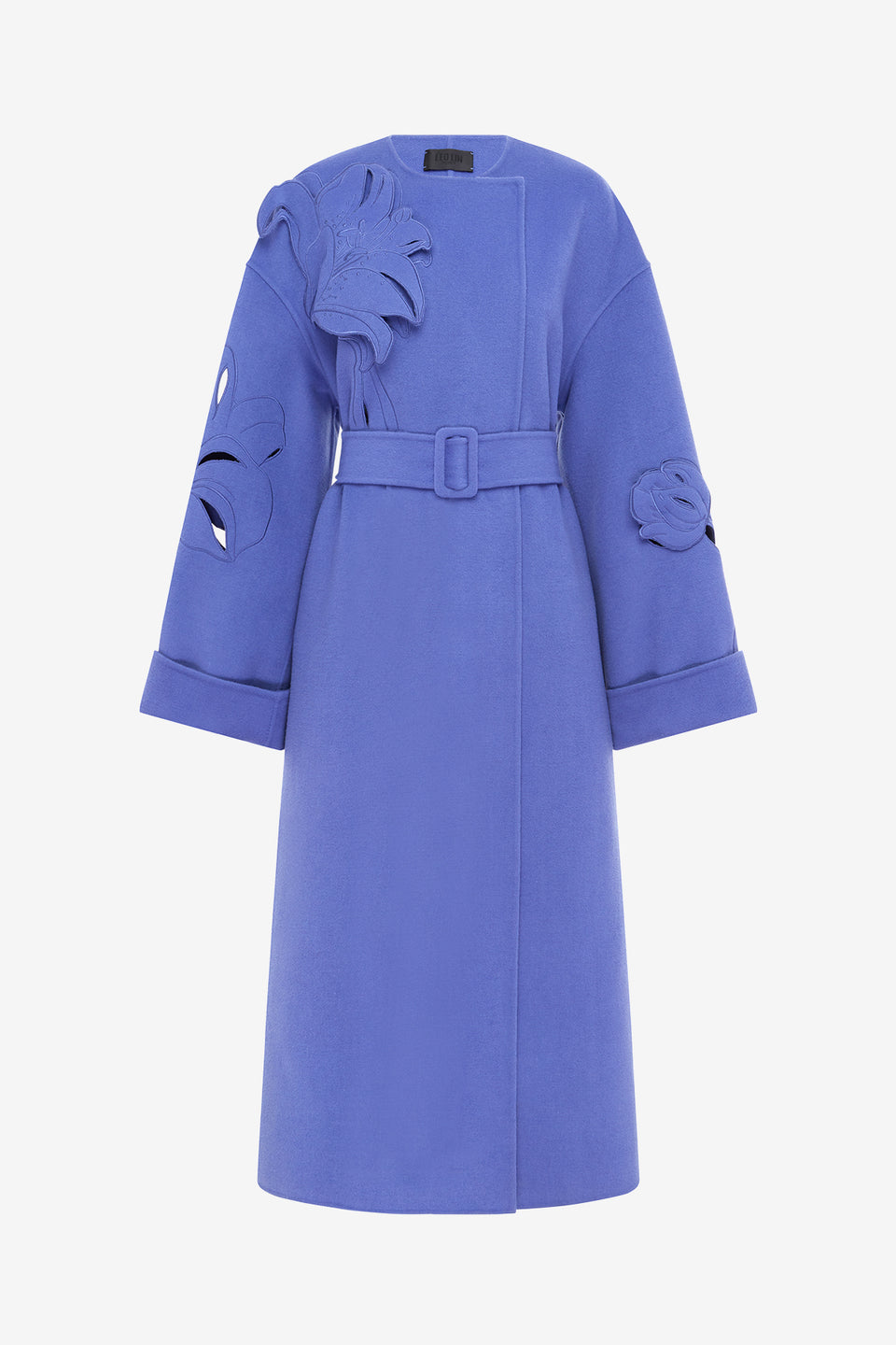 Exclusive LEO LIN Celestine Appliqué Wool Coat - Moonlight