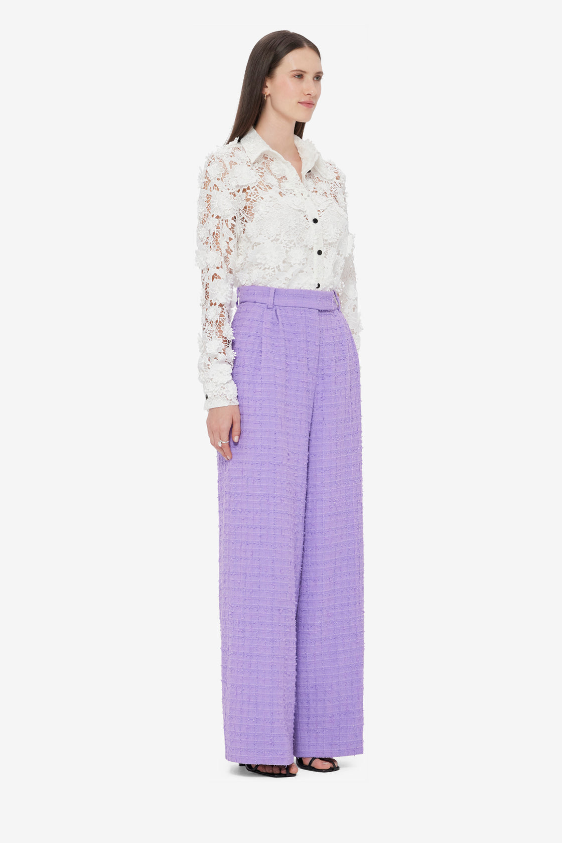 Elisha Tweed Wide Leg Pants - Violet