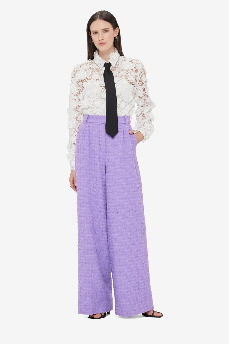 Elisha Tweed Wide Leg Pants - Violet