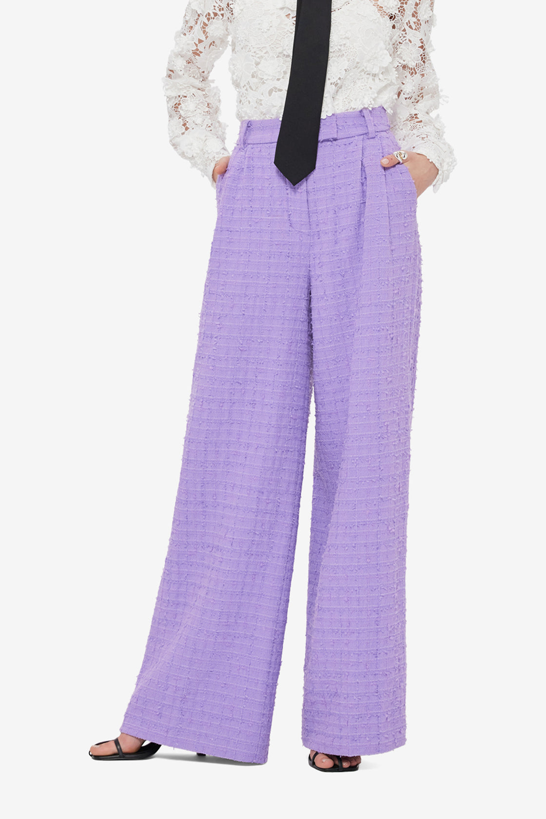 Elisha Tweed Wide Leg Pants - Violet