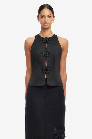 Amelia Petal Top - Ebony