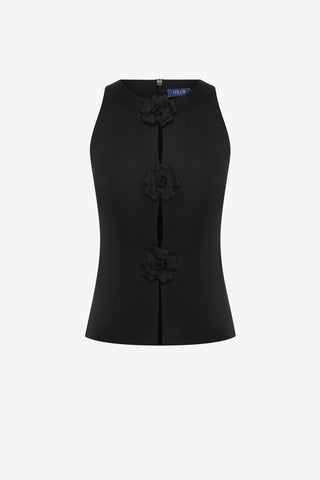 Exclusive LEO LIN Amelia Petal Top - Ebony