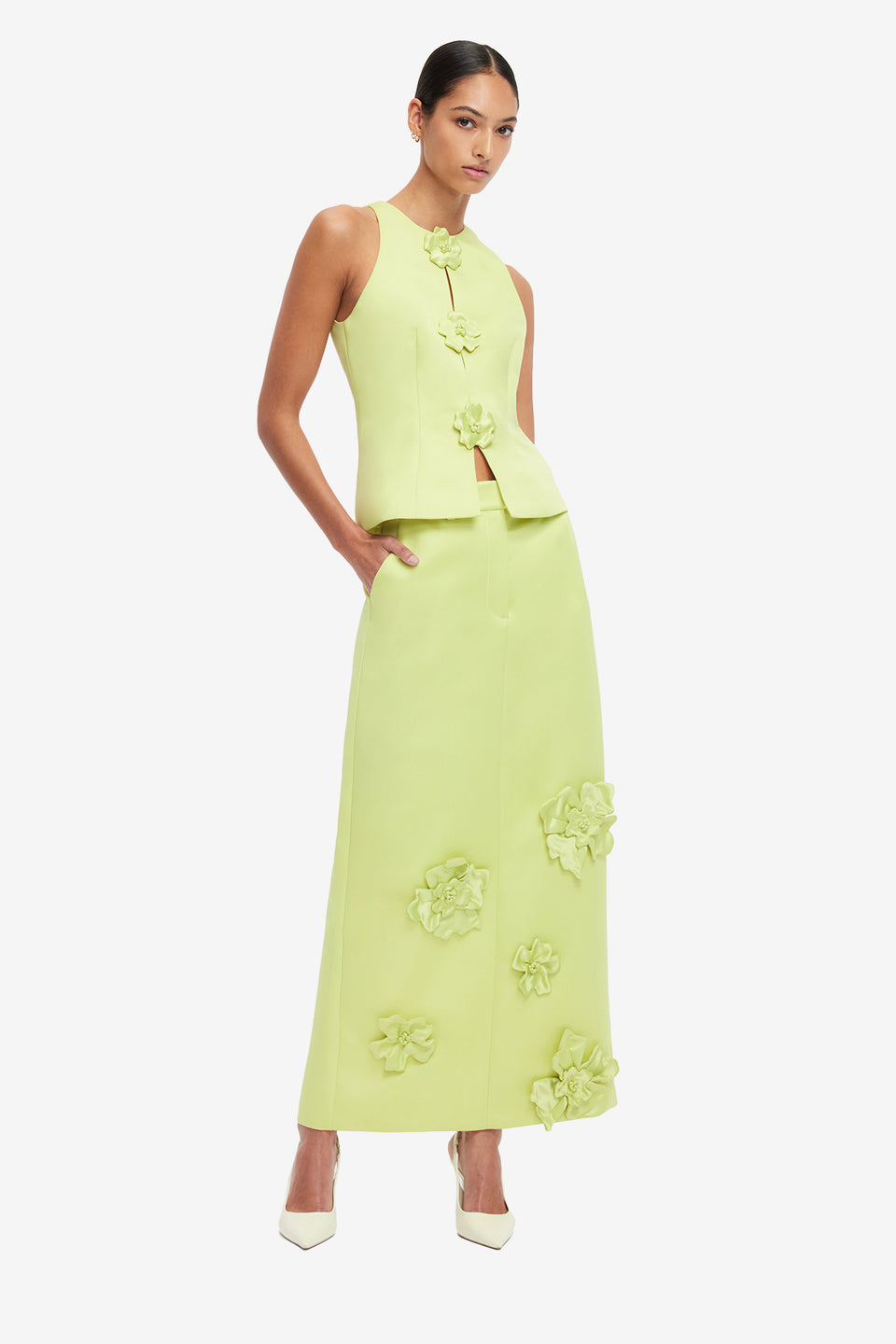 Amelia Petal Top - Chartreuse