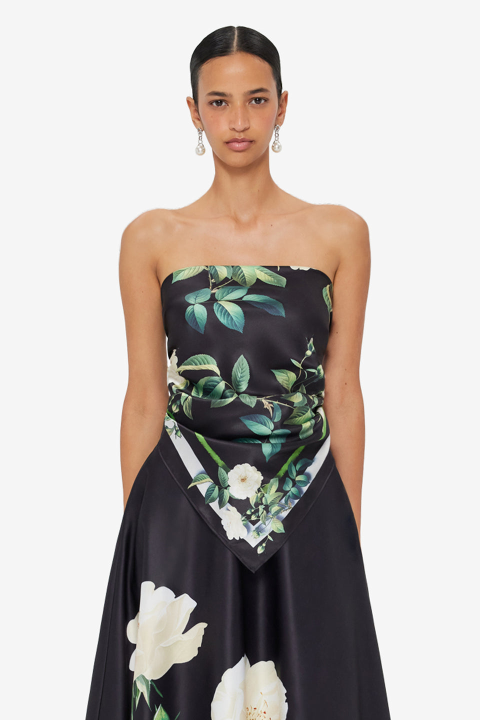 Small Scarf - White Rose Print