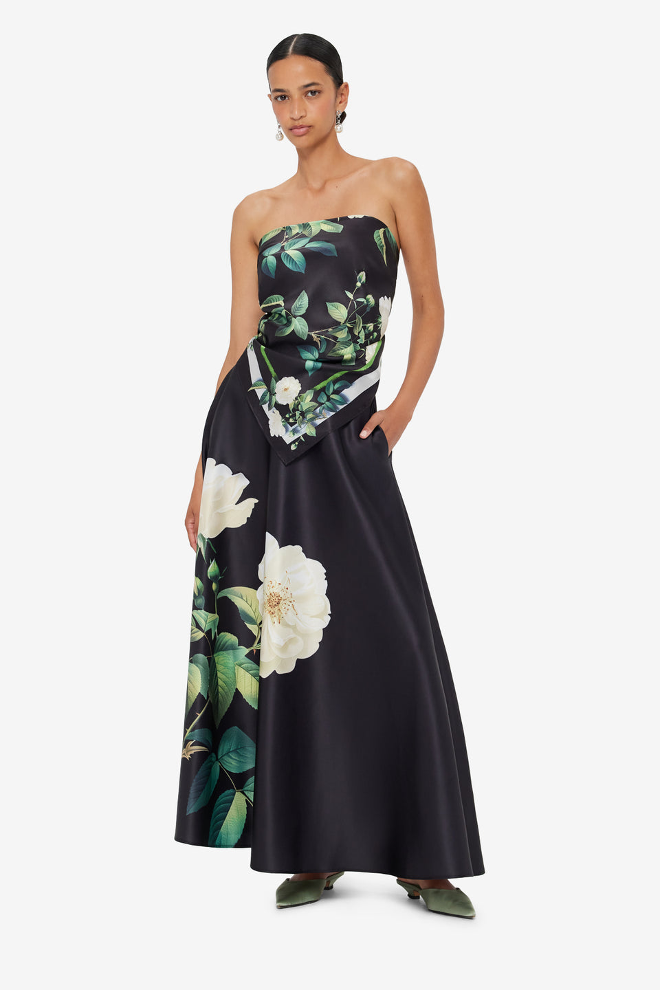 Small Scarf - White Rose Print