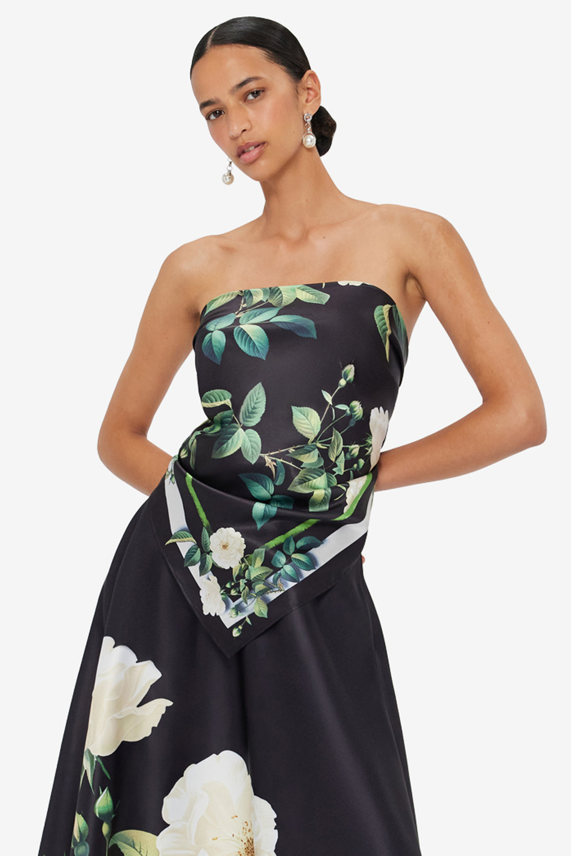 Small Scarf - White Rose Print