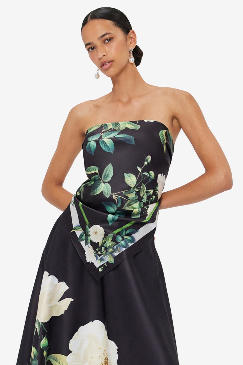 Small Scarf - White Rose Print