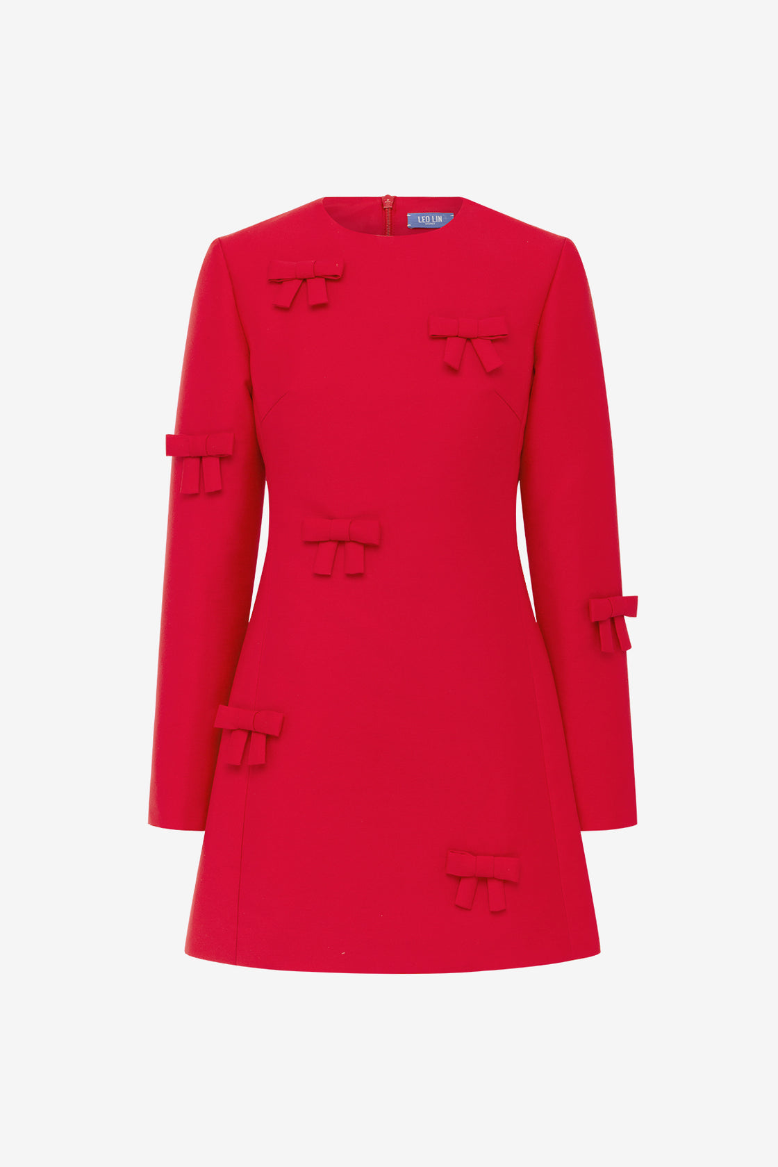 Aliza Bow Long Sleeve Mini Dress - Vermilion Dress Mini