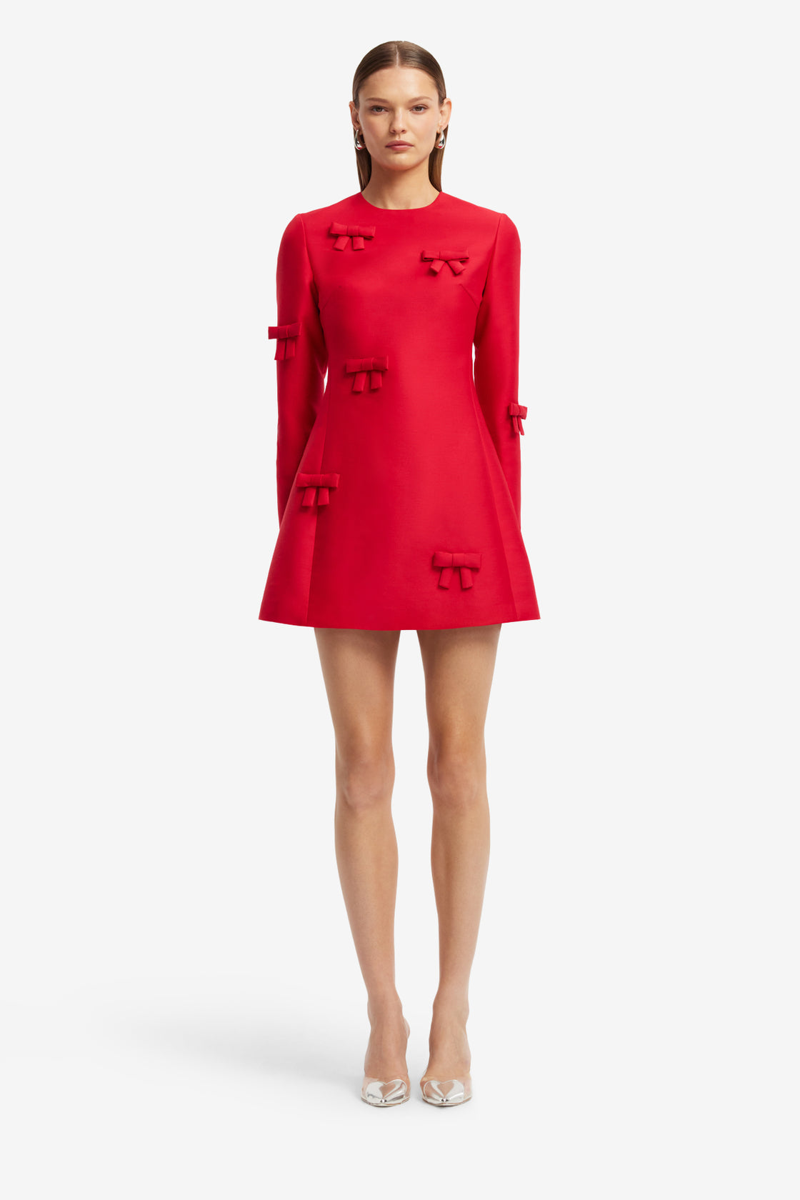 Aliza Bow Long Sleeve Mini Dress - Vermilion Dress Mini